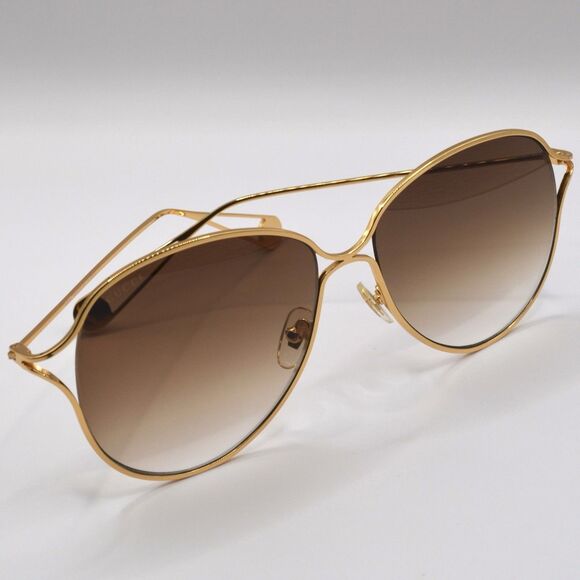Gucci GG0256S Gold Oversized Sunglasses Brown Gradient New Lens Marks main image 9